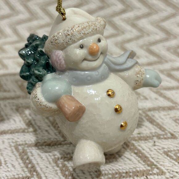 Lenox Snowman Totting Tree Christmas Ornament - Picture 1 of 10